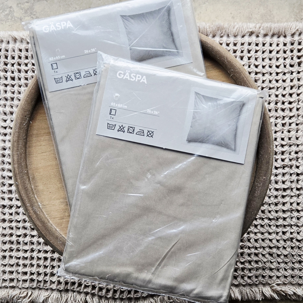 New IKEA GÄSPA Beige Pillowcase Set, 26 X 26